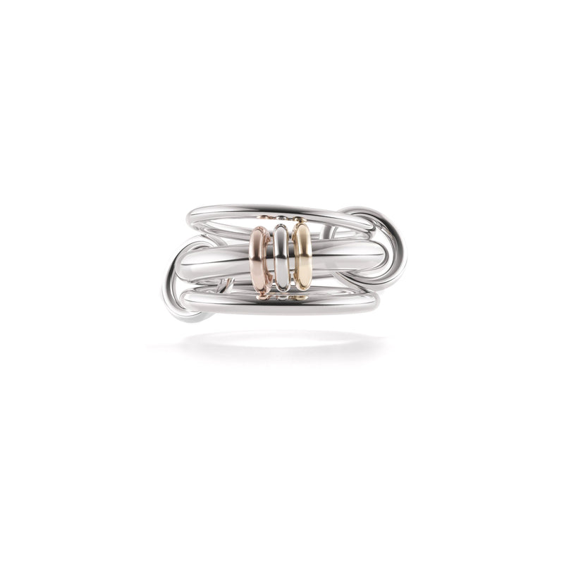 Sterling silver, 18k yellow gold, 18k rose gold Gemini SG Ring by Spinelli Kilcollin Tiny Gods