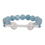 Aquamarine and Diamond Chakra Bracelet by Ananya gemstone beads stretch expandable at Tiny Gods