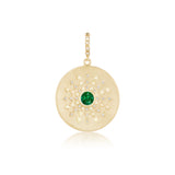 18K yellow gold Emerald Major Sun Sign Medallion by Harwell Godfrey pendant with diamond bale May zodiac jewelry Tiny gods
