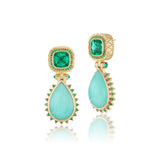 One-of-a-kind Chrysoprase & Emerald Earrings 18k yellow gold statement spike earrings by Lauren Harwell Godfrey