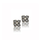 18k yellow gold hail storm piccolo fiori studs with diamonds and black rhodium detail by Sorellina