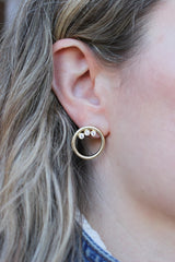 Retrouvai yellow gold Modern Love Gold and Diamond Hoop Earrings tiny gods on model