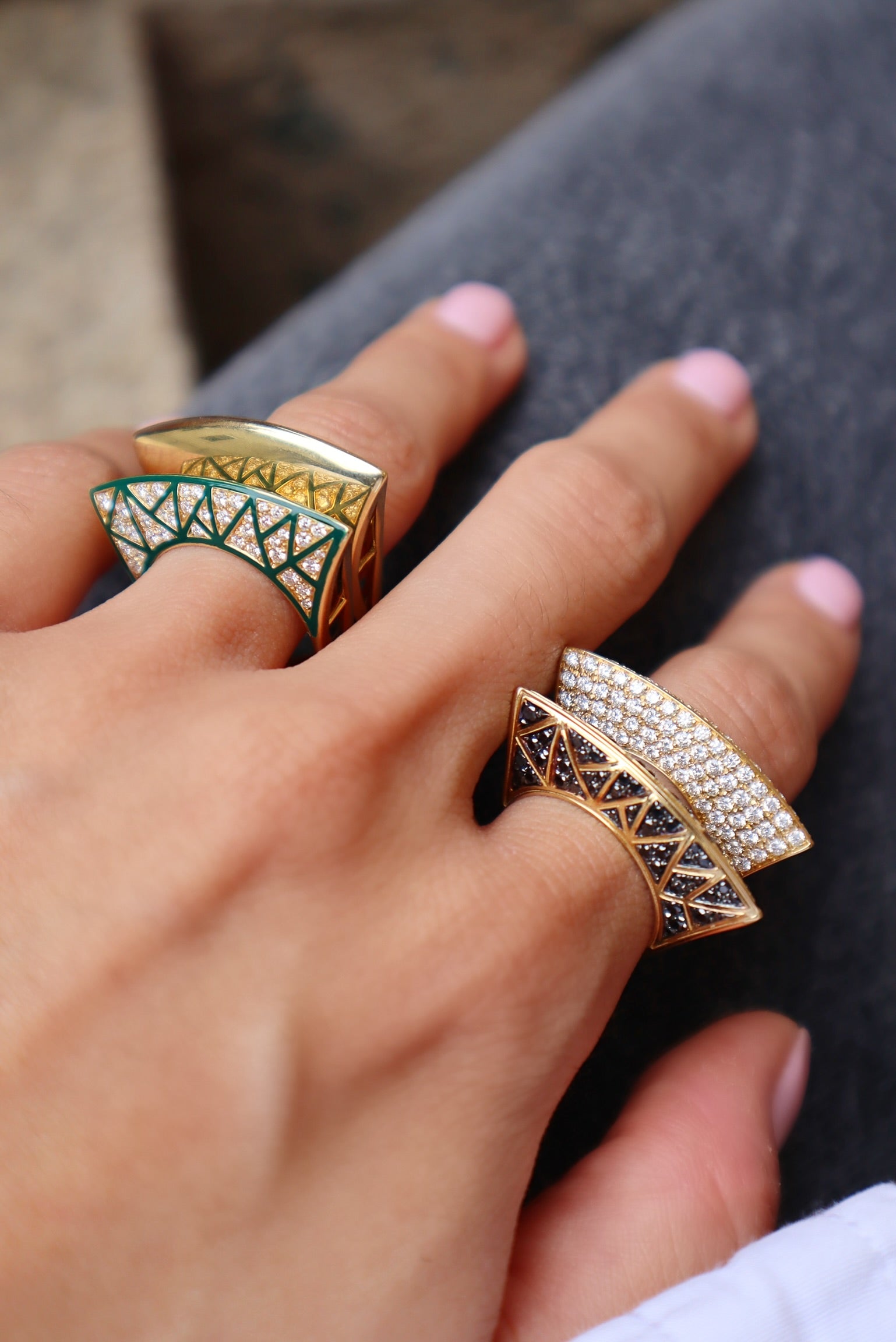 Pavé Diamond Lotus Ring by Dries Criel. 18K yellow gold and diamonds 