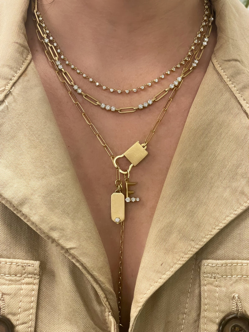 Betty Lariat Necklace 18K yellow gold pendant holder by Jade Trau