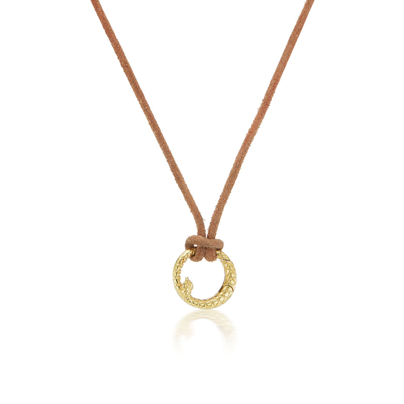 18k yellow gold Leather Cord with Snake Clasp by Jenna Blake 