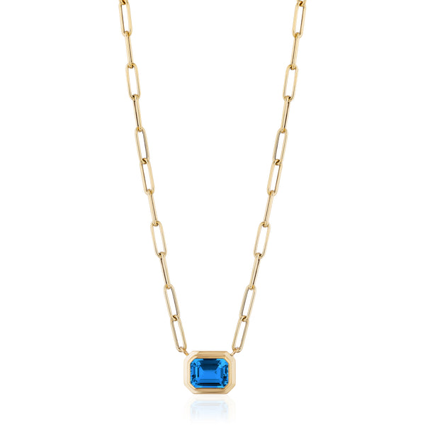 London Blue Topaz Emerald Cut Pendant