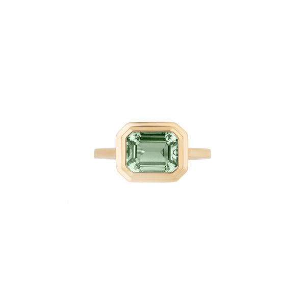 Petite Prasiolite Emerald Cut Ring