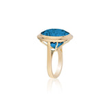 Round Faceted London Blue Topaz Ring
