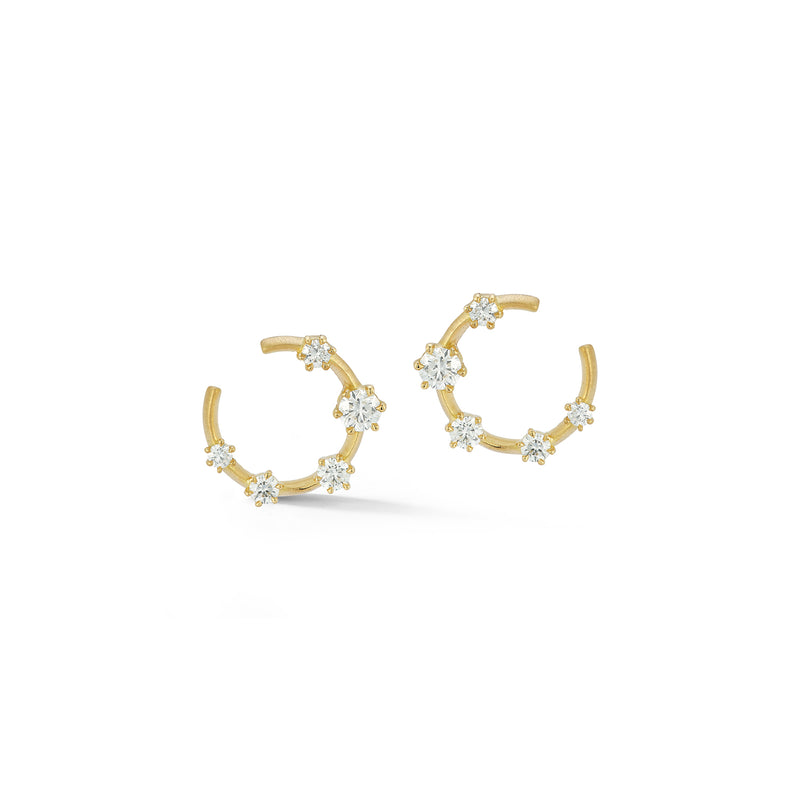18k yellow gold and diamond Small Kismet Diamond Hoops by Jade Trau Tiny Gods