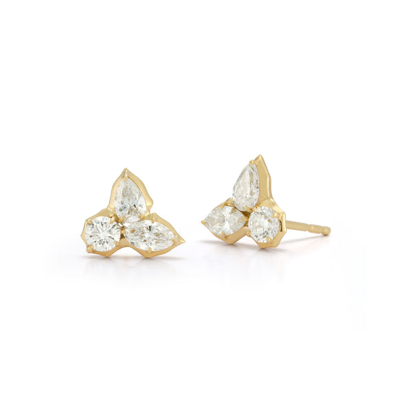 Poppy Studs III by Jade Trau 18k yellow gold diamonds earrings Tiny Gods
