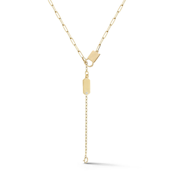 Betty Lariat Necklace 18K yellow gold pendant holder by Jade Trau