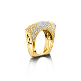 Pavé Diamond Lotus Ring by Dries Criel. 18K yellow gold and diamonds 