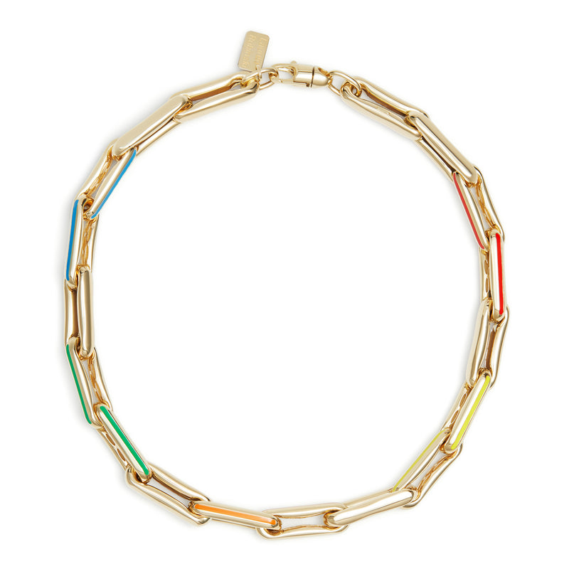 14k yellow gold Long Link Rainbow Enamel Necklace by Lauren Rubinski Tiny Gods