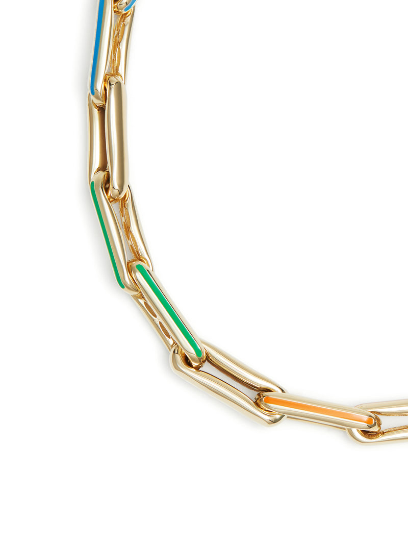 Long Link Rainbow Enamel Necklace