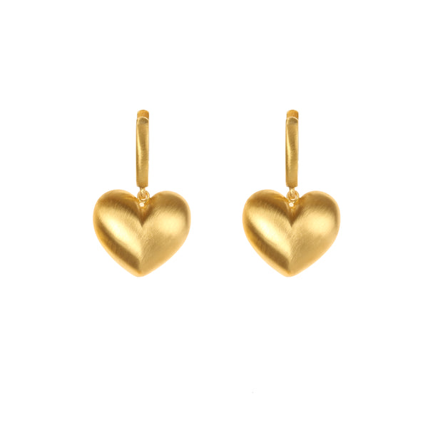 14k yellow gold hollow Puff Heart Charm Earrings by Lauren Rubinski Tiny Gods