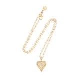 14k yellow gold small southwestern heart necklace with diamonds on a 16" wheat chain by Marlo Laz Tiny Gods