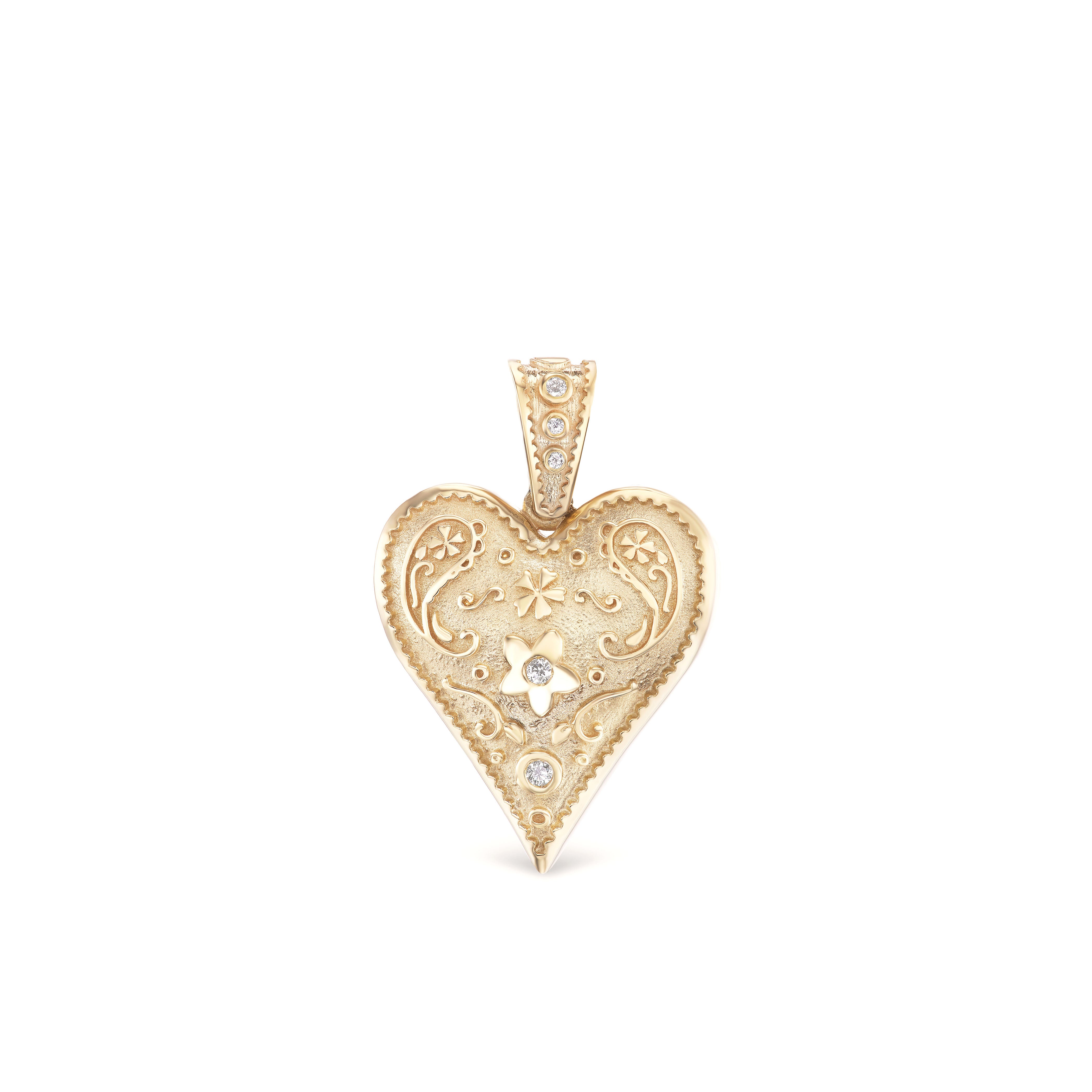 14k yellow gold Medium Southwestern Heart Charm pendant by Marlo Laz Tiny Gods