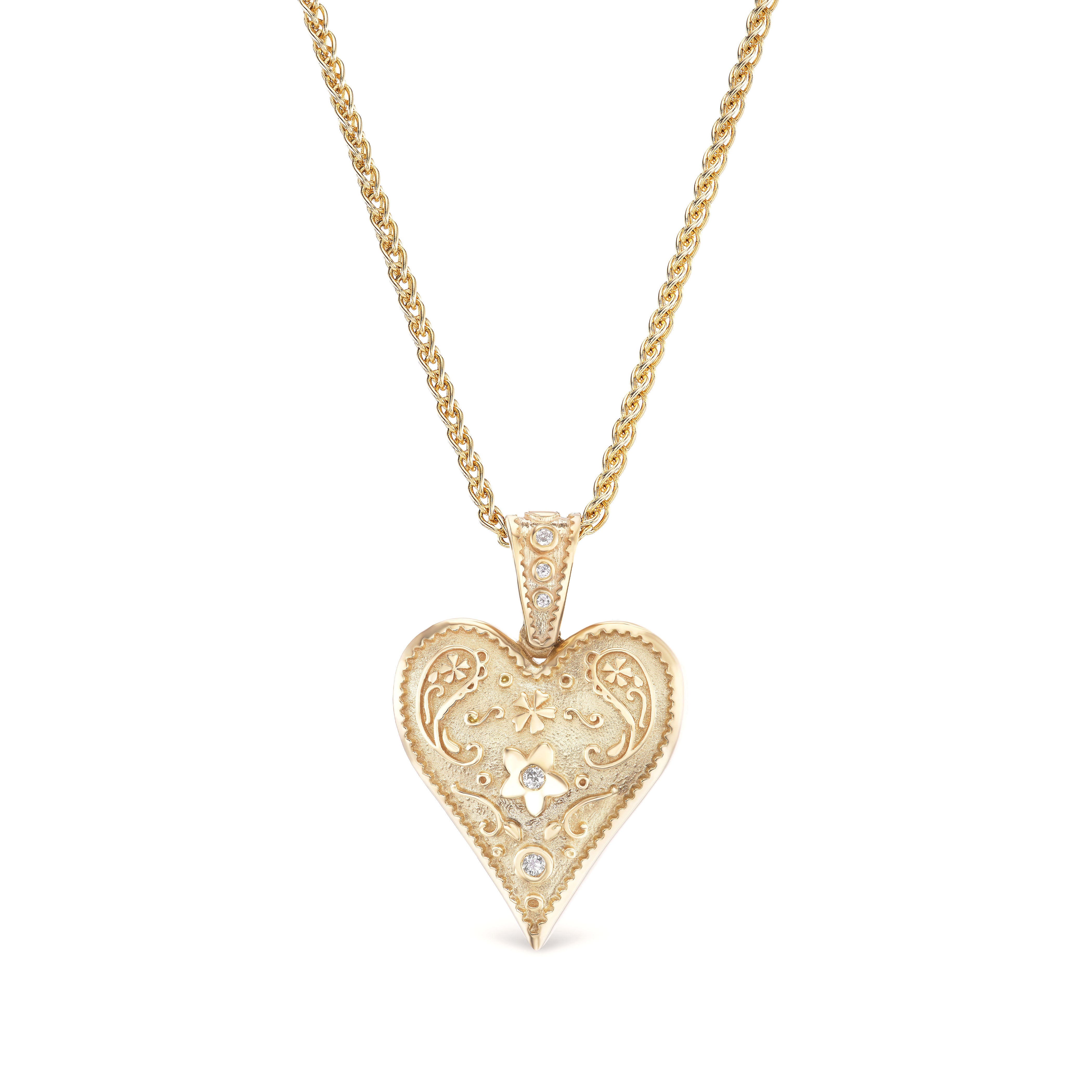 14k yellow gold Medium Southwestern Heart Charm pendant by Marlo Laz Tiny Gods