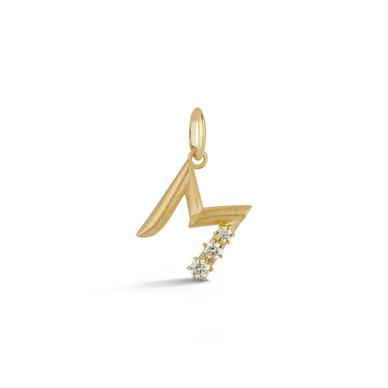 Letter "M" Charm by Jade Trau yellow gold diamonds