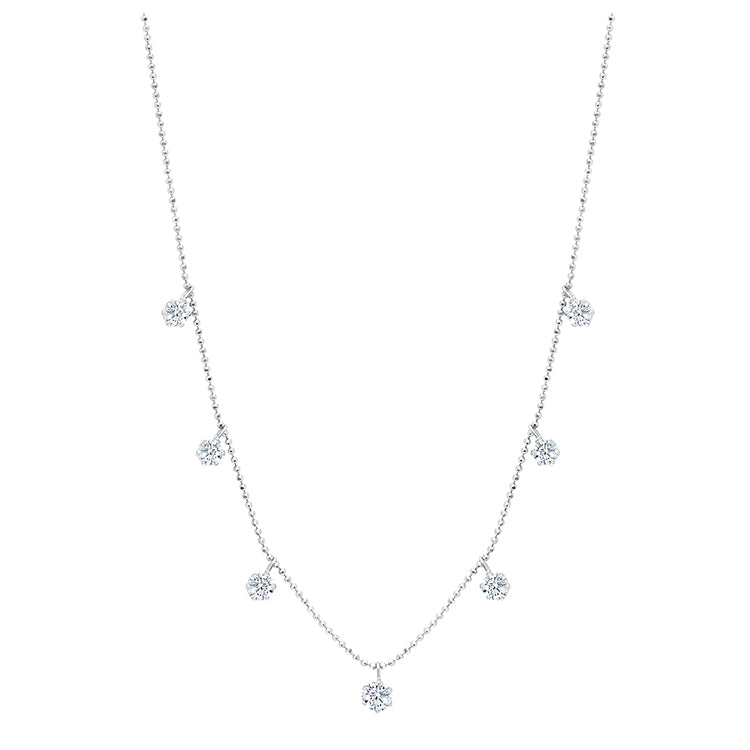 18k white gold medium floating diamond necklace with adjustable bolo by Graziela Tiny Gods