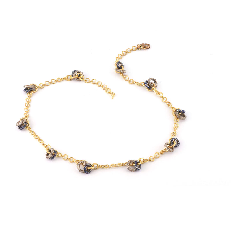 18k yellow gold diamond and sapphire rondell link chain by Sylva & Cie Tiny Gods