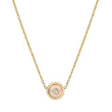 18k yellow gold mini compass pendant with pink opal and diamond by Retrouvai