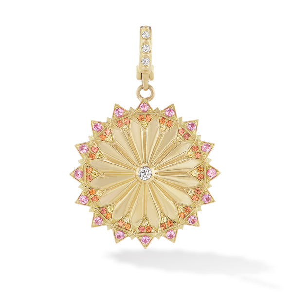 18k yellow gold be the light pendant with pink sapphires by Orly Marcel