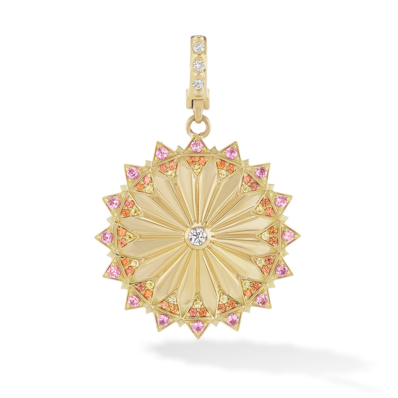 18k yellow gold be the light pendant with pink sapphires by Orly Marcel