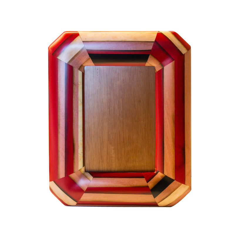 Silvia Furmanovich Home Collection Red Geometric Marquetry Wood Picture Frame Tiny Gods