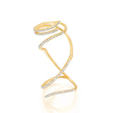 18k yellow gold mega swirl ring with diamonds by Graziela  articulated flexible swirl band