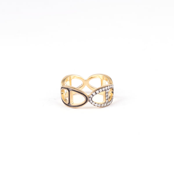 18k yellow gold diamond secion buckle band with black rhodium detail by Sylva & Cie Tiny Gods