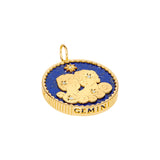 Sauer 18k yellow gold Gemini pendant in lapis lazuli and 5 diamonds.