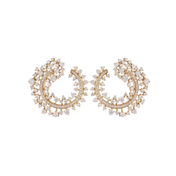 Scatter Edge Hoops by Ananya 18k yellow gold diamonds