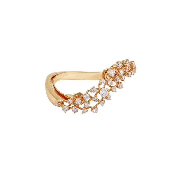 Diamond Scatter Floating Band Ring by Ananya 18k yellow gold