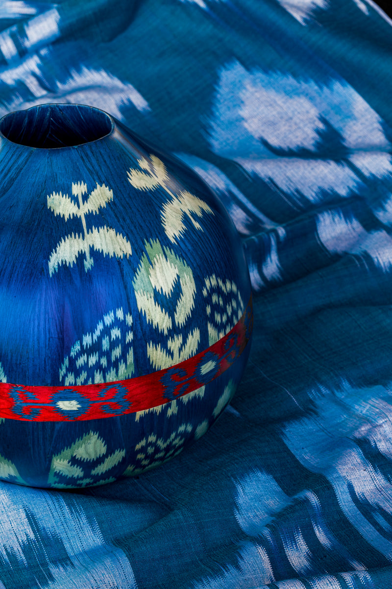 Blue Jeans Ikat Marquetry Spherical Vase