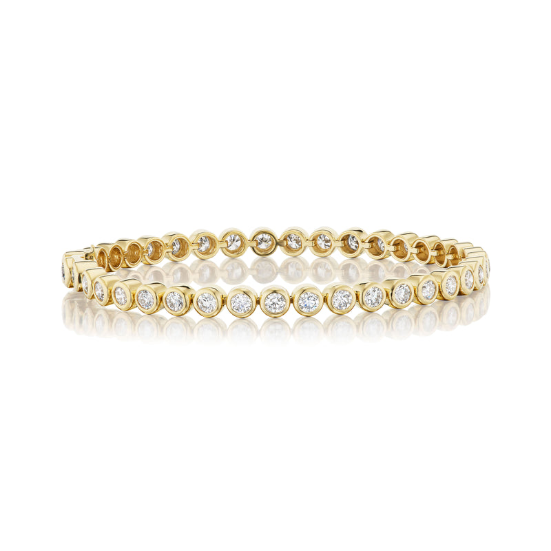 18KY Bezel Diamond Tennis Bracelet yellow gold round diamond tiny gods 