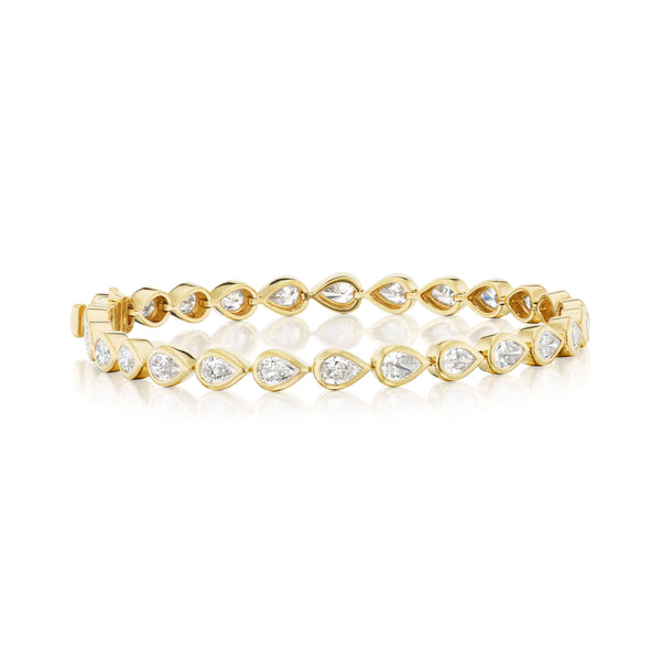18K yellow gold 18KY Pear-Shaped Diamond Tennis Bracelet Anita Ko tiny gods bezel set tennis bracelet