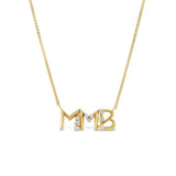 18K yellow gold Jade Trau Diamond Nameplate Necklace with initials Tiny Gods