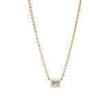 14k yellow gold Tiffany style bezel Emerald Cut Diamond Solitaire Pendant Tiny Gods