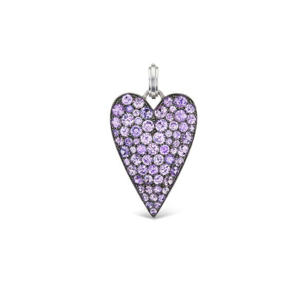 Purple Ceylon Sapphire Heart Pendant 18Kt White gold by Sylva & iCe tiny gods