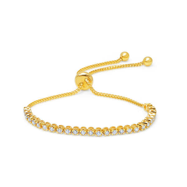 18k yellow gold bolo bracelet with diamonds by Graziela 