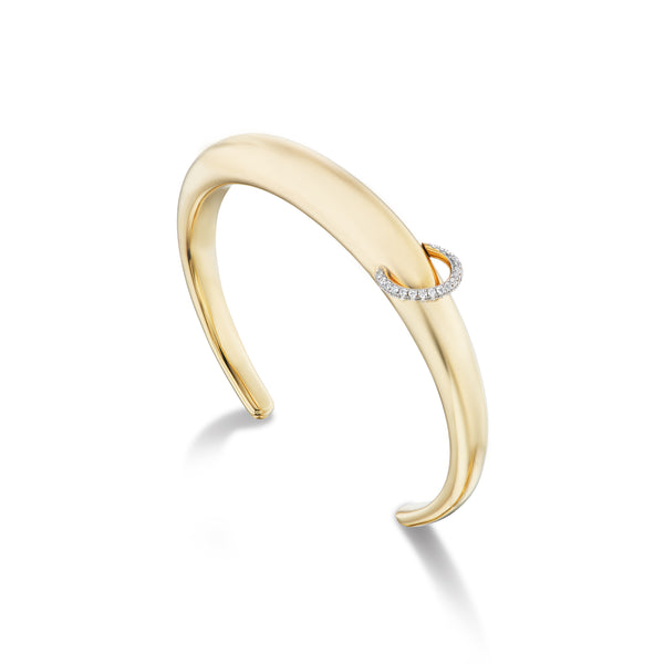 14k yellow gold small piercing bangle with diamond loop by Rainbow K Tiny Gods