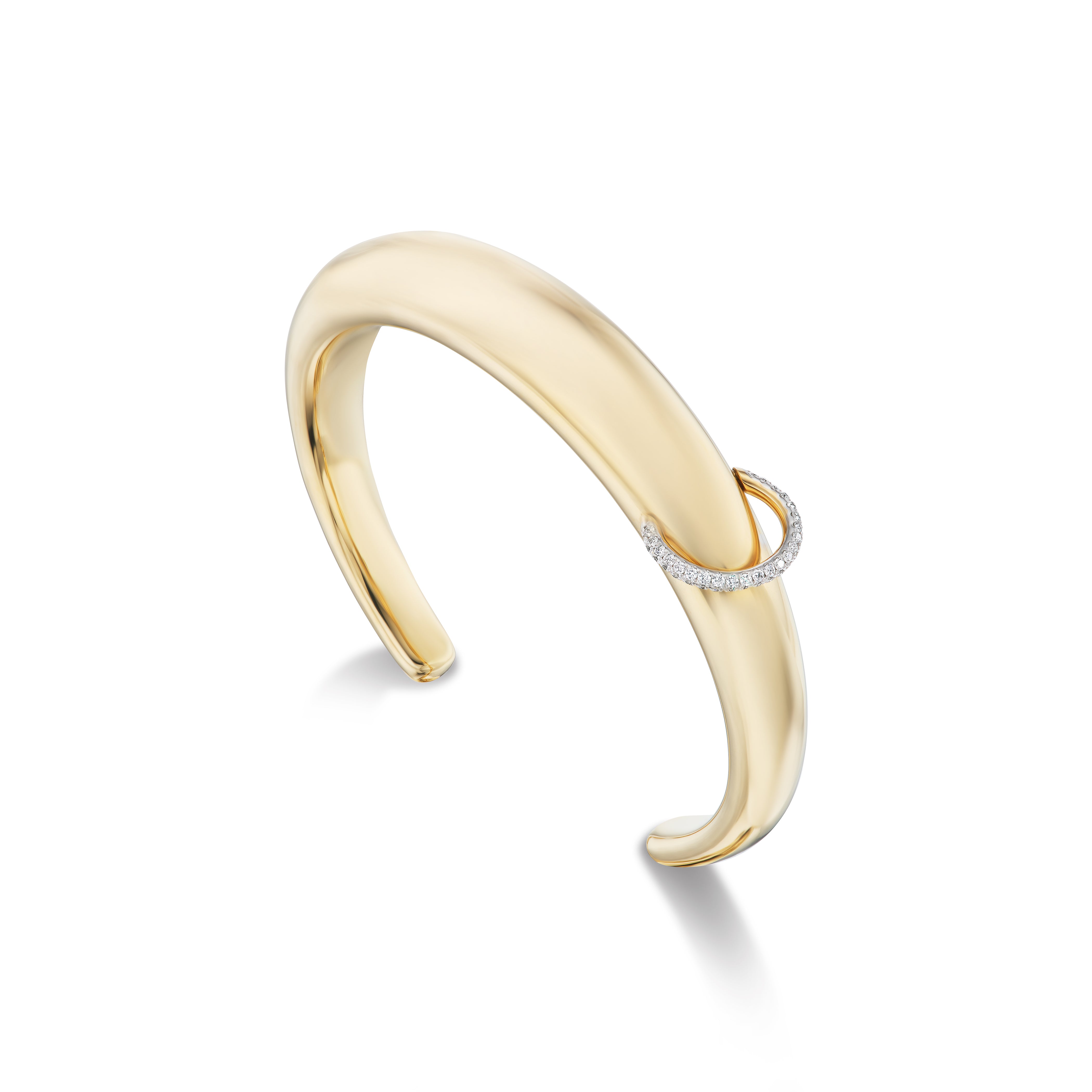 14k yellow gold medium piercing bangle with diamond loop by Rainbow K Tiny Gods