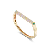 14k yellow gold Grace bangle with diamond pave and inverted emerald accents by Rainbow K Tiny Gods