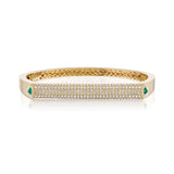 14k yellow gold Grace bangle with diamond pave and emerald accents by Rainbow K Tiny Gods