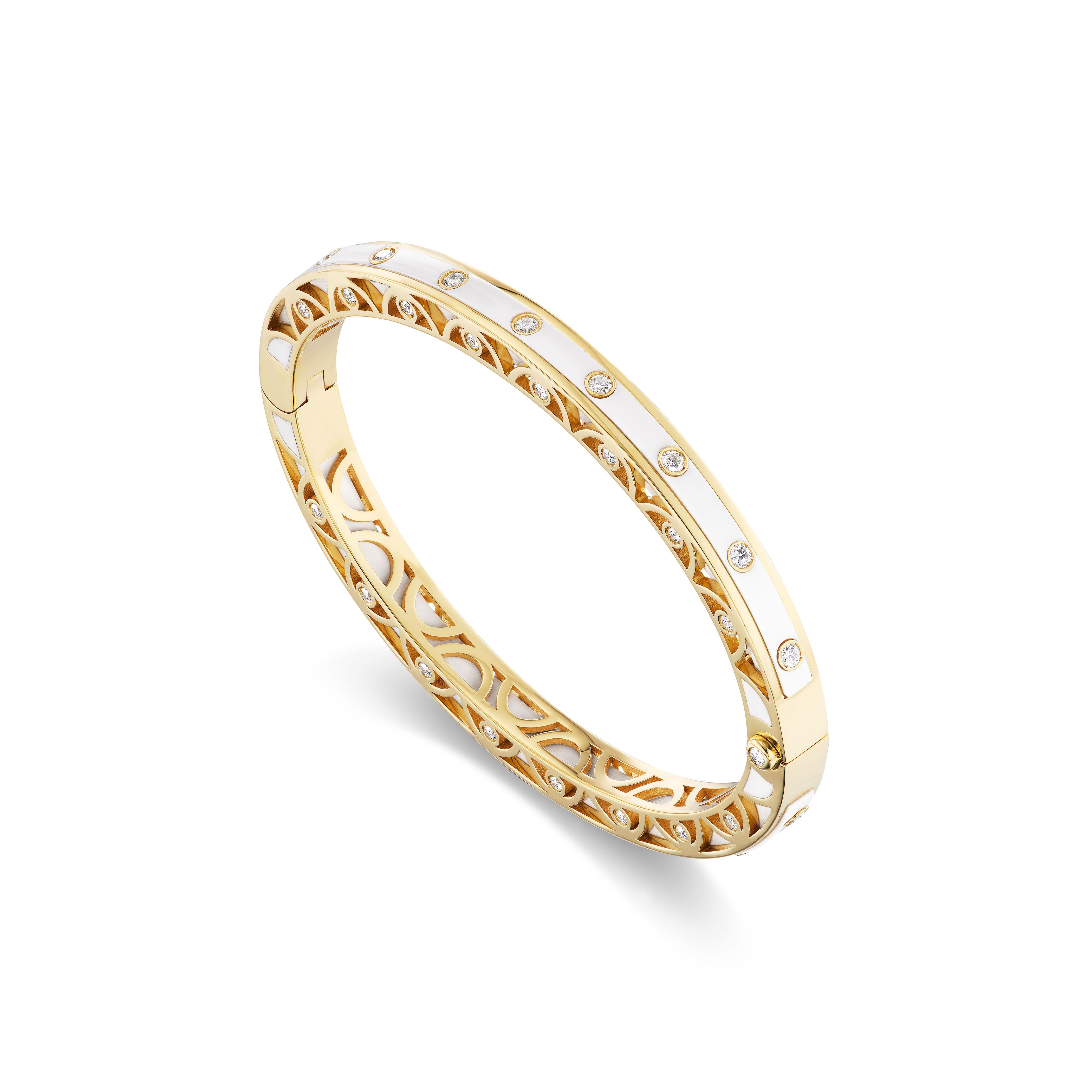 18k yellow gold white agate and diamond bracelet by Verdi Tiny Gods sale
