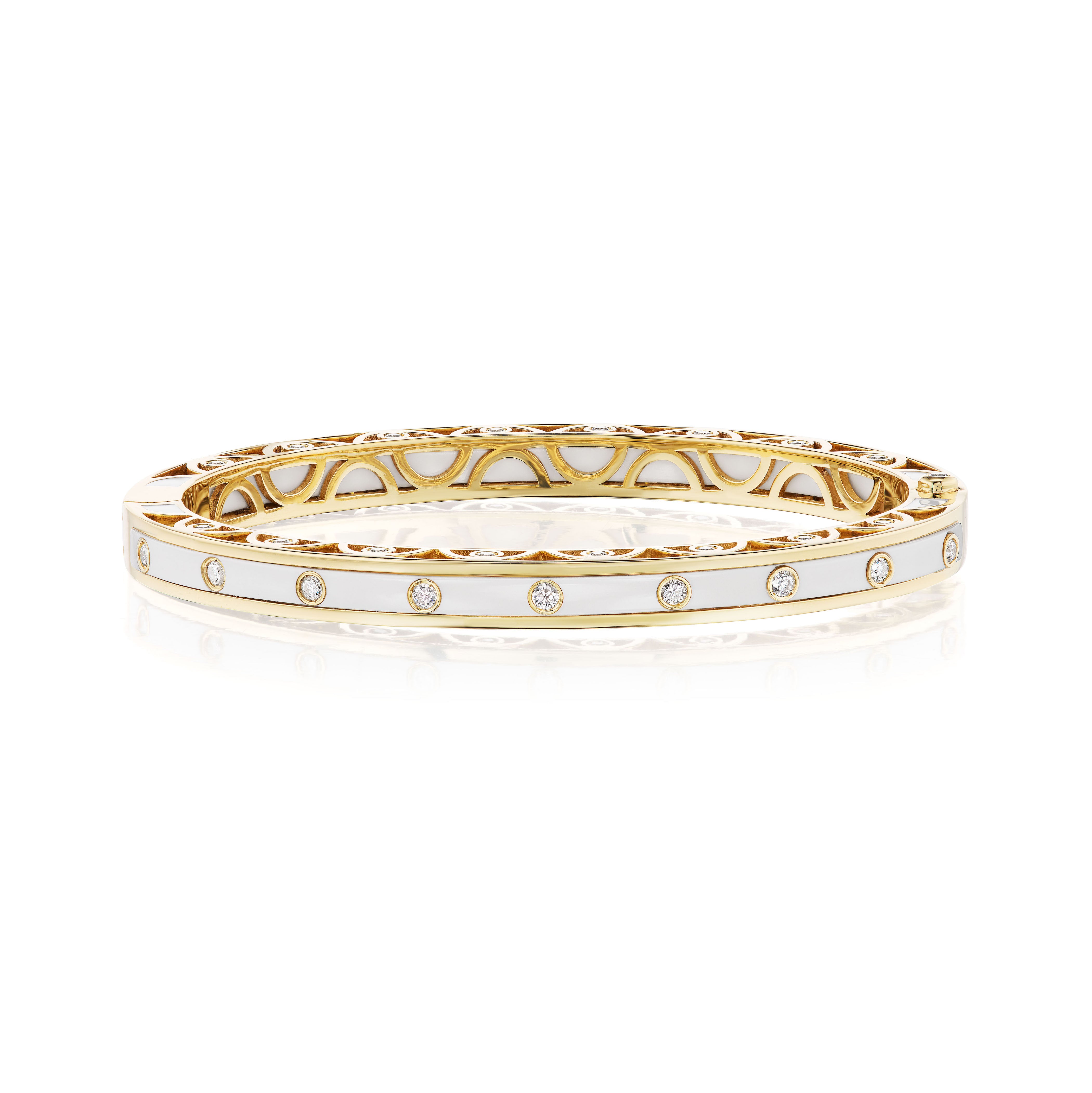 18k yellow gold white agate and diamond bracelet by Verdi Tiny Gods sale
