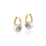 14k yellow and white gold large two-tone piercing earrings with diamond loop huggies removable by Rainbow K Tiny Gods