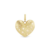 14K yellow gold Puffed Heart Pendant With Stars by Lauren Rubinski Tiny Gods