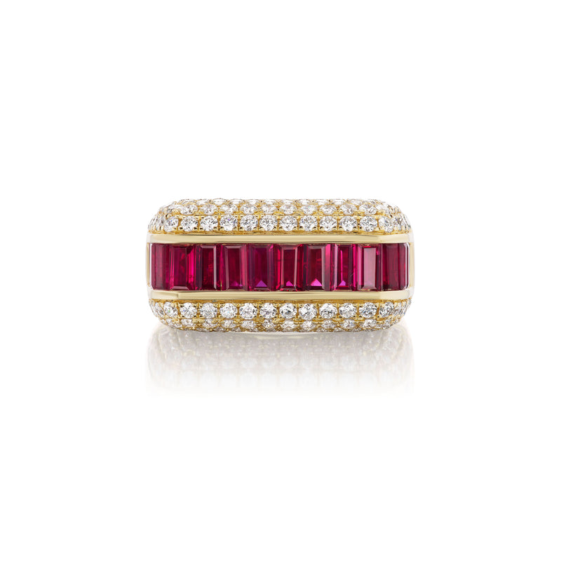 14k yellow gold Ruby Empress ring with diamond pave by Rainbow K Paris Tiny Gods